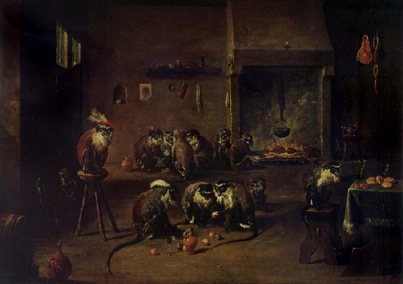 TENIERS, David the Younger Apes in a Kitchen China oil painting art
